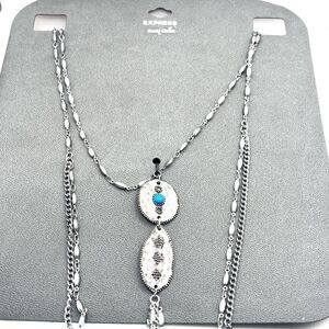 Express Silver Body Chain with Blue Accents
